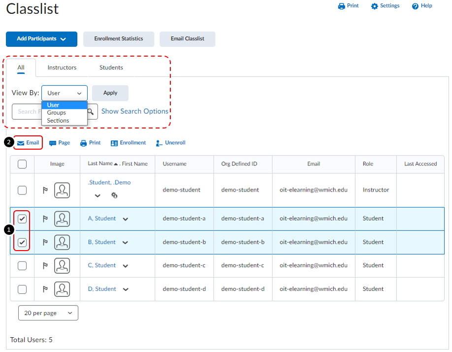 Emailing Your Classlist in Elearning (Whole Class, Small Groups ...