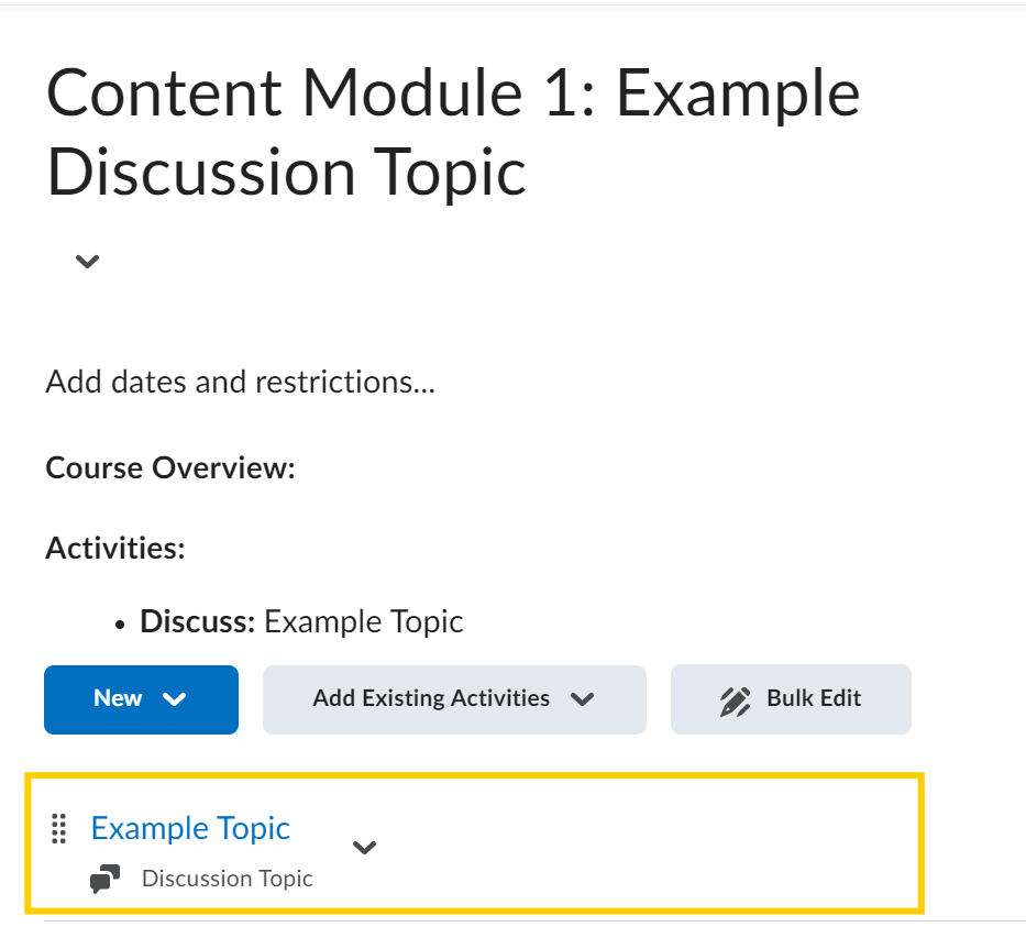 Setting up and Adding to Content Discussion Forums and Topics in Elearning