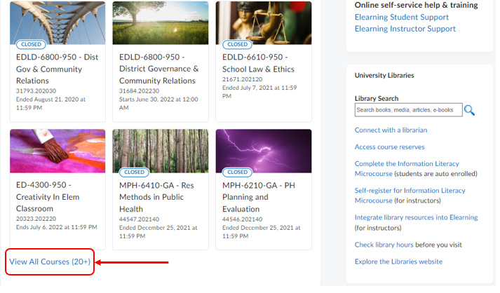 Accessing your Courses in Elearning