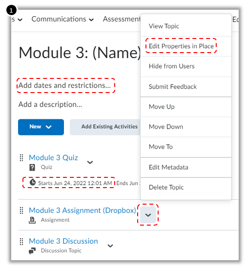 Setting Dates in Elearning Module Content