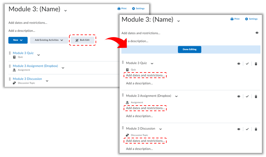 Setting Dates in Elearning Module Content