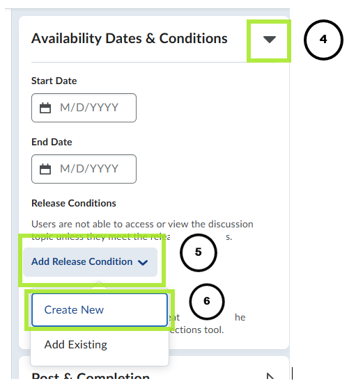 Adding release conditions