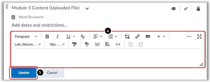 Adding Descriptions to Elearning Module Content