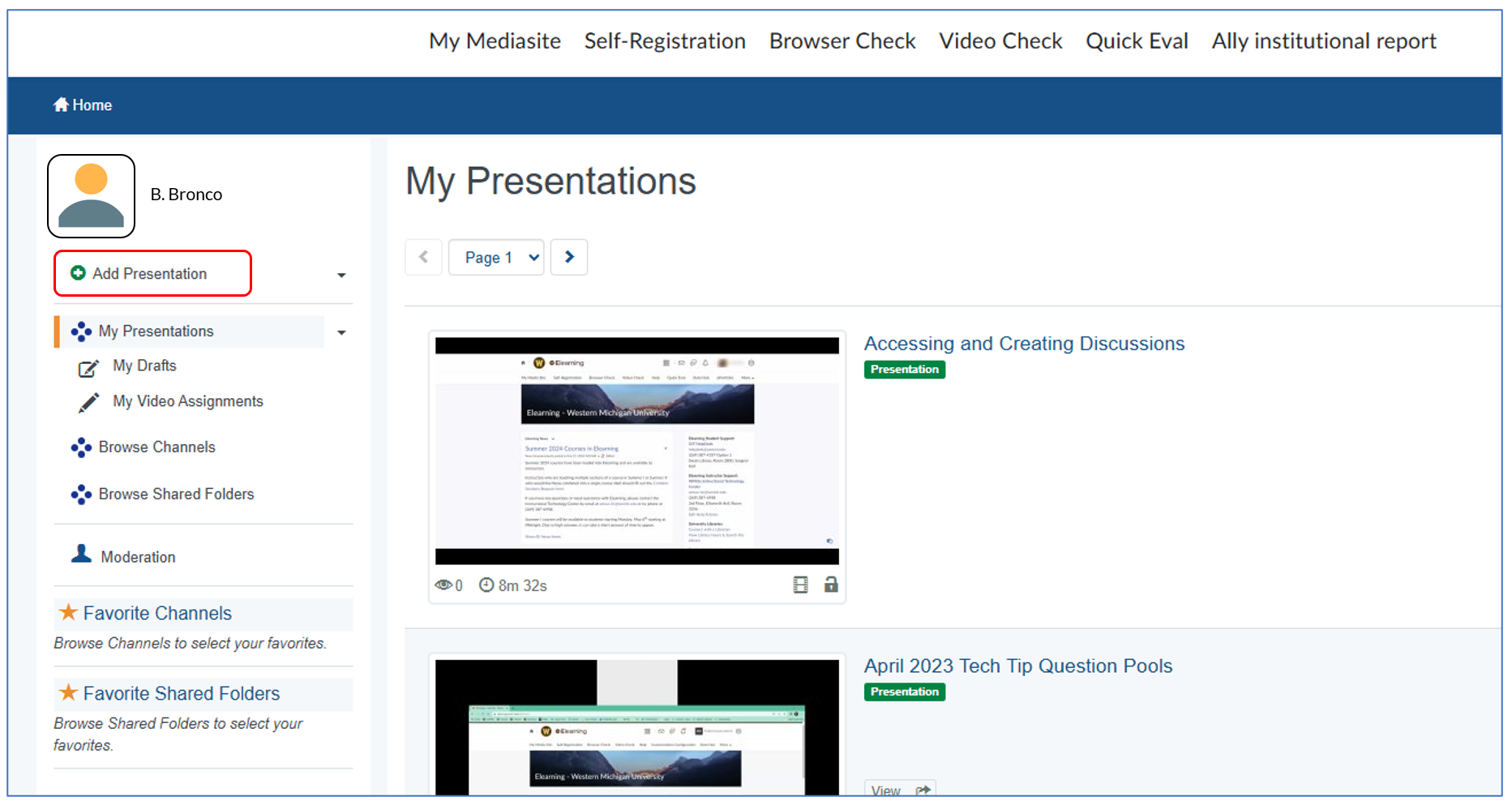 Uploading Video Files to Mediasite in Elearning