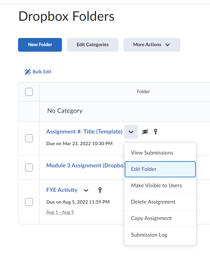 Edit Dropbox Settings in Elearning