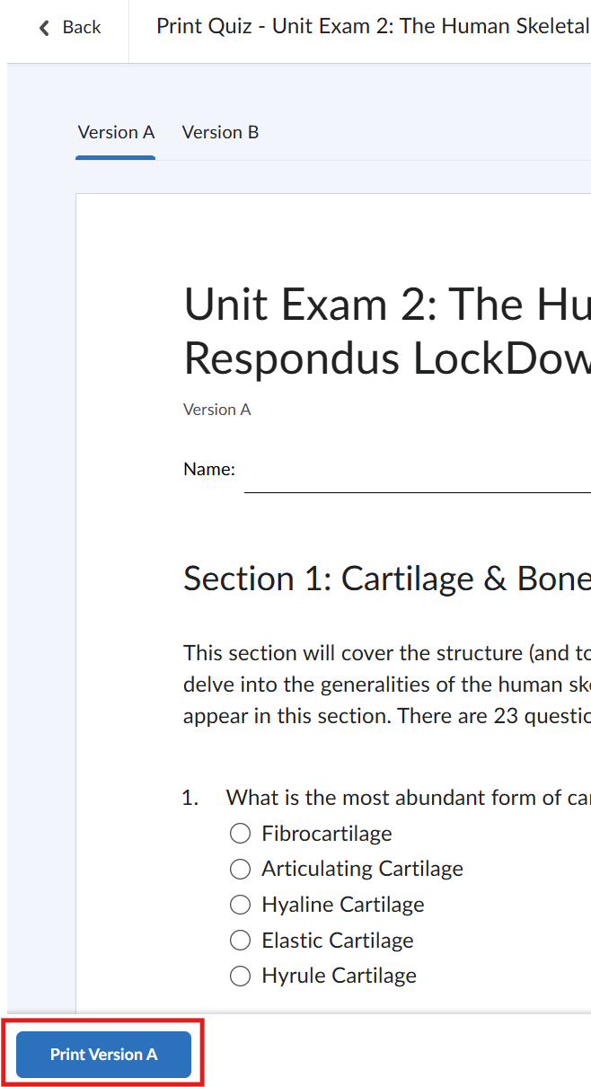How to Print an Elearning Quiz