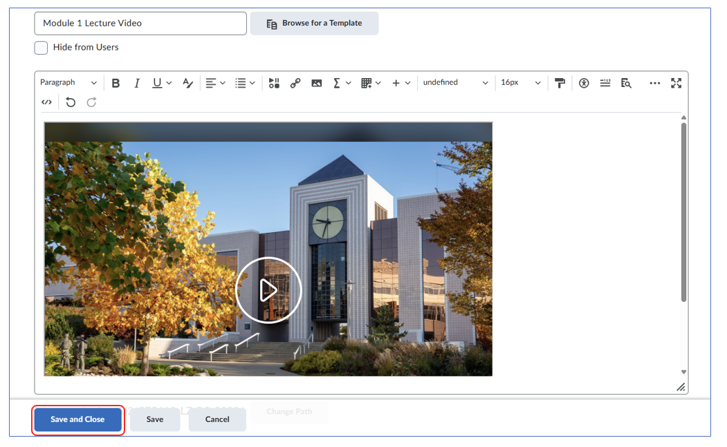 Adding Mediasite Videos to Module Content in Elearning